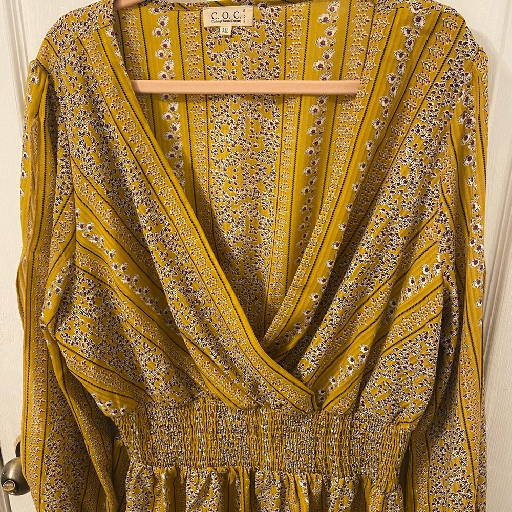 Sexy Yellow Blouse with Two sleeve openings